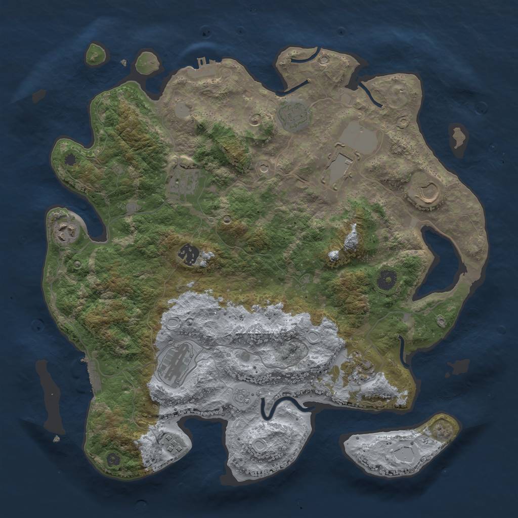 Rust Map: Procedural Map, Size: 3850, Seed: 64415323, 18 Monuments