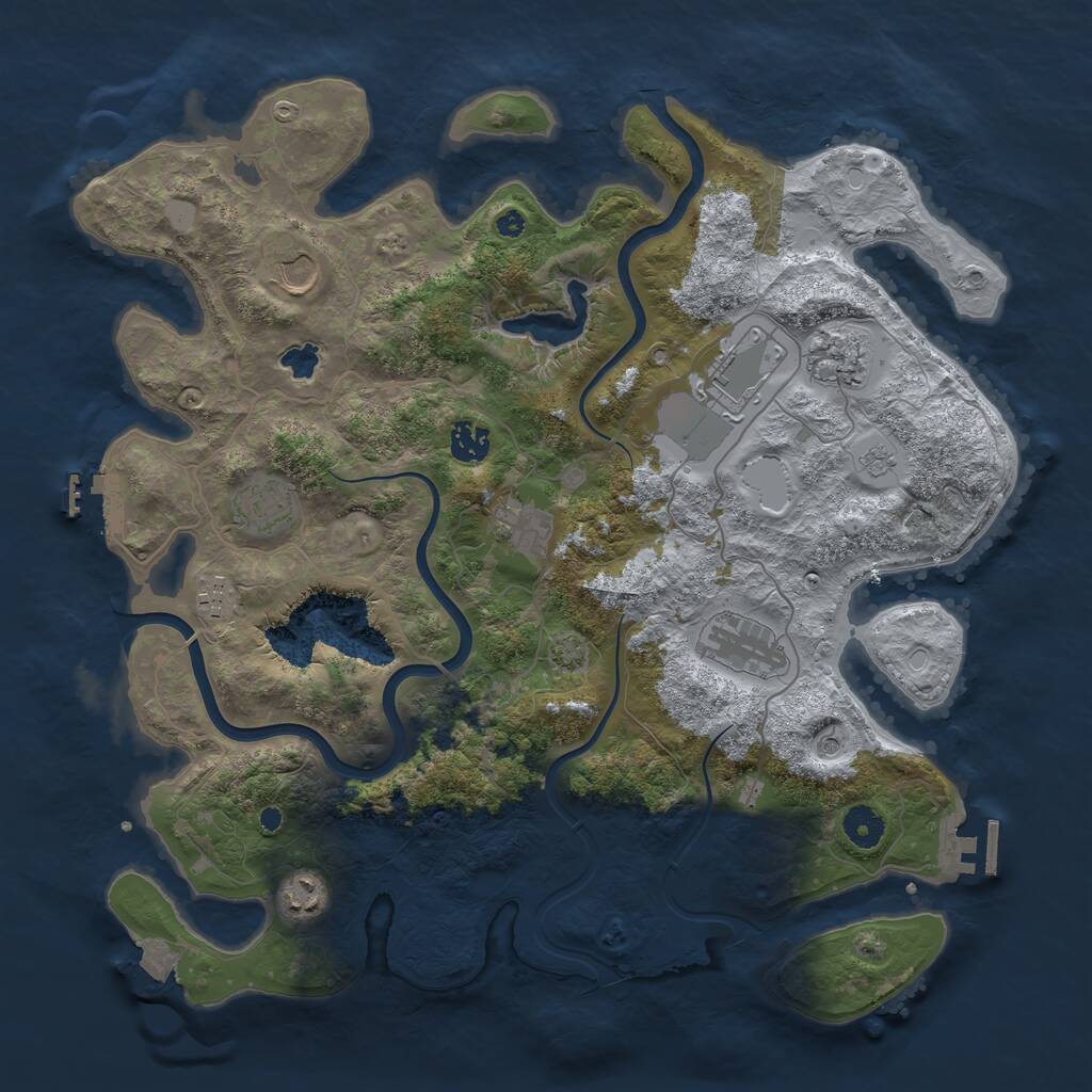 Rust Map: Procedural Map, Size: 4000, Seed: 1668, 15 Monuments