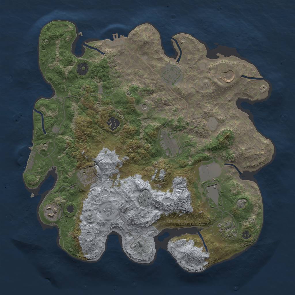 Rust Map: Procedural Map, Size: 3500, Seed: 1172482367, 18 Monuments