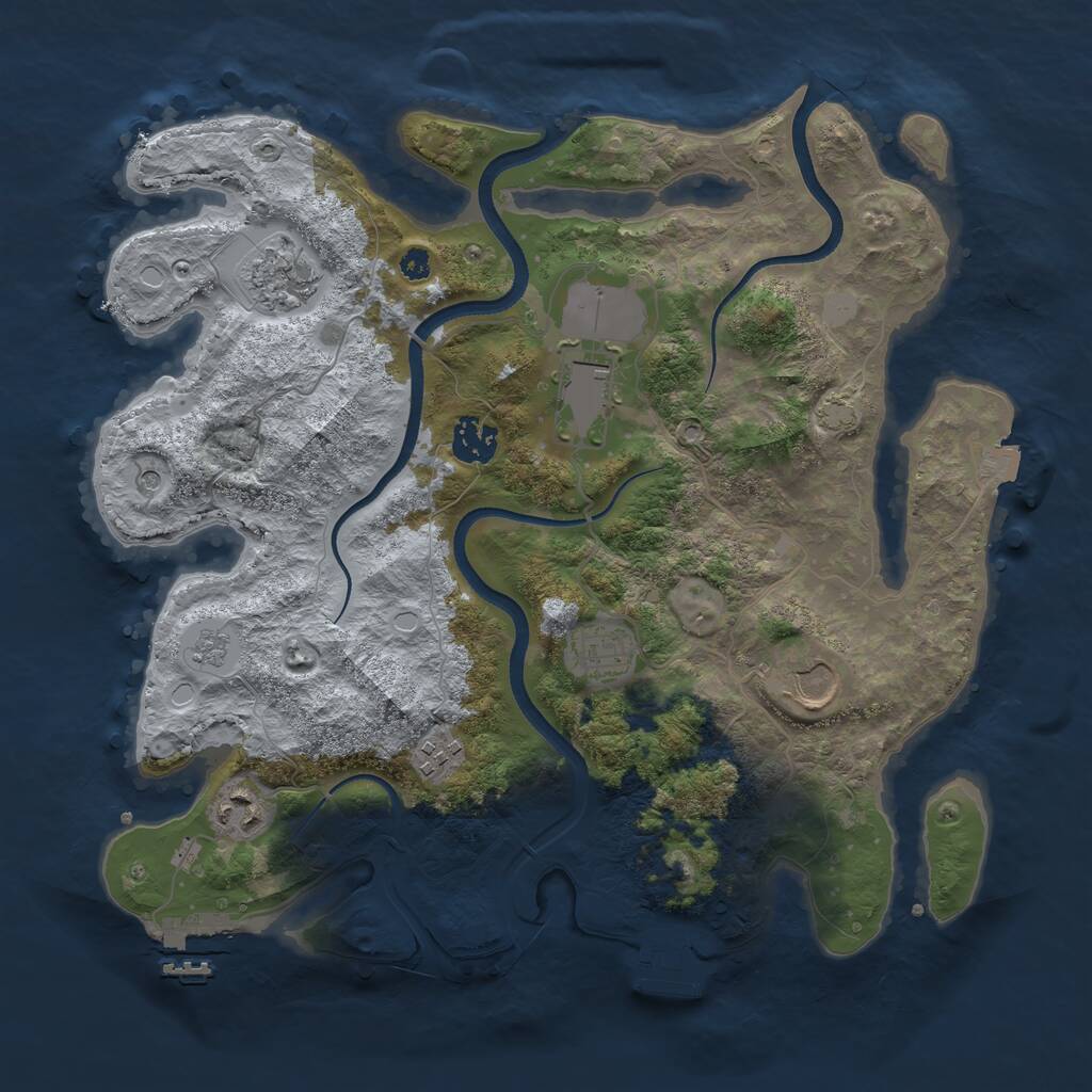 Rust Map: Procedural Map, Size: 3500, Seed: 93177683, 13 Monuments