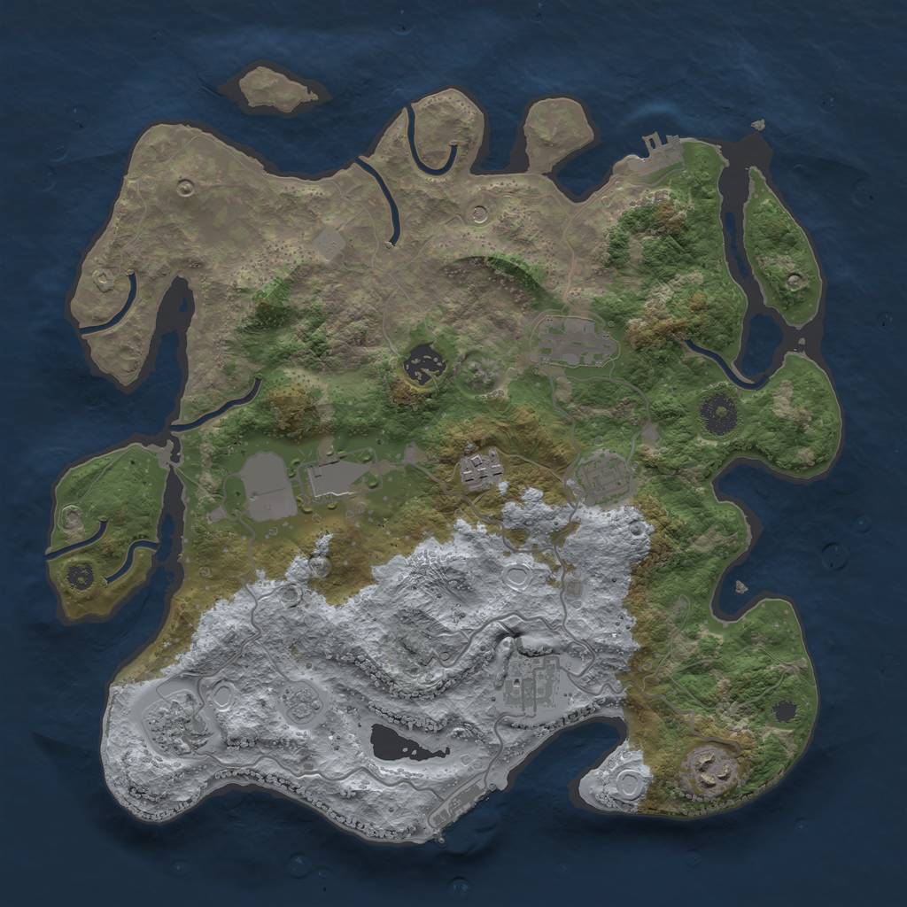 Rust Map: Procedural Map, Size: 3500, Seed: 6320865, 17 Monuments