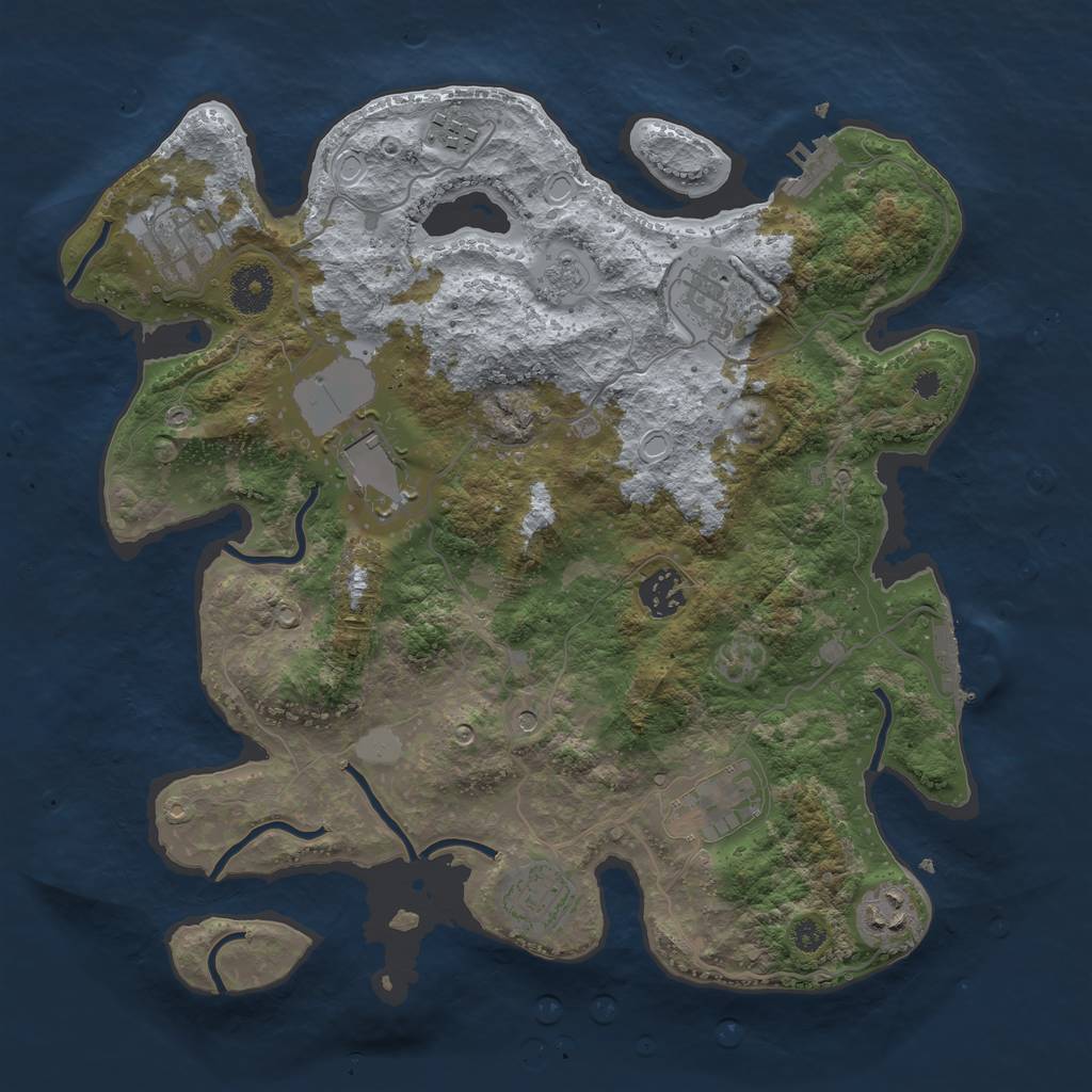 Rust Map: Procedural Map, Size: 3500, Seed: 77995716, 17 Monuments