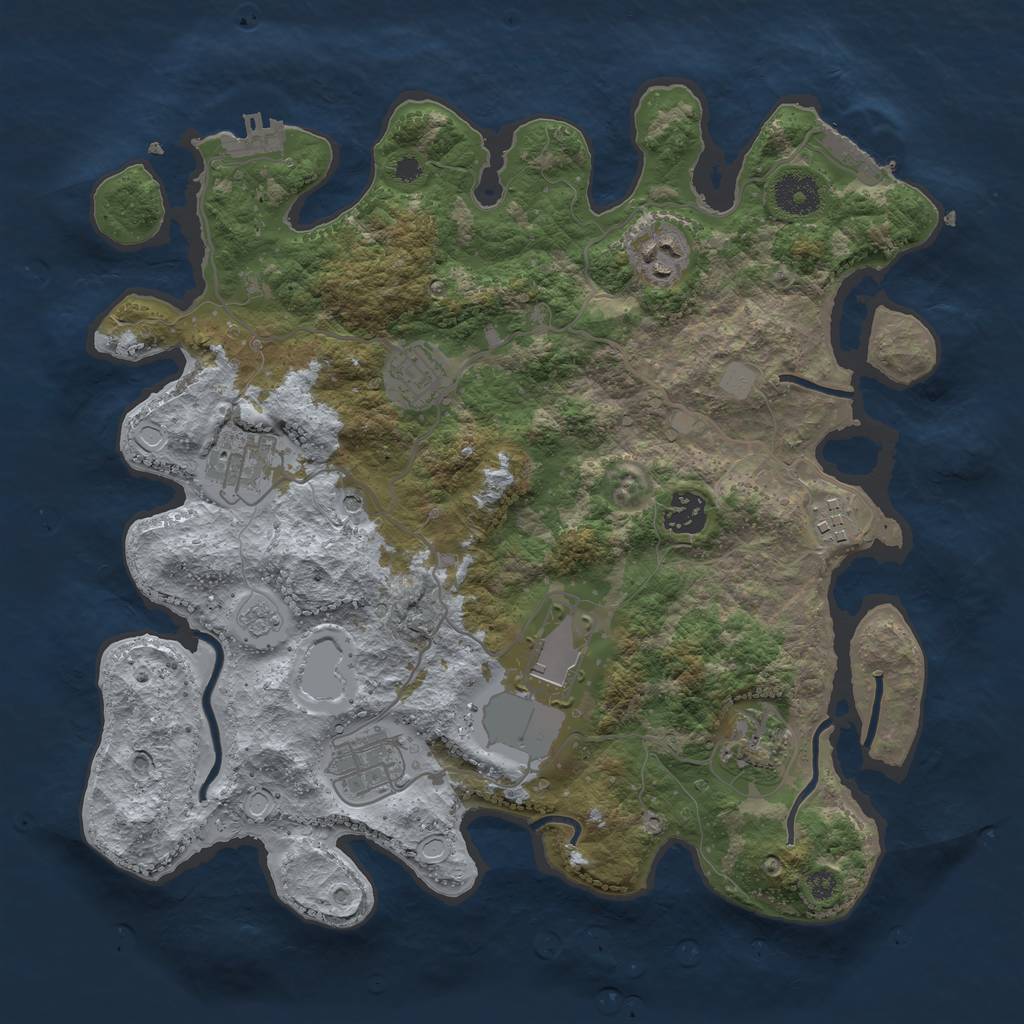 Rust Map: Procedural Map, Size: 3500, Seed: 4221, 17 Monuments