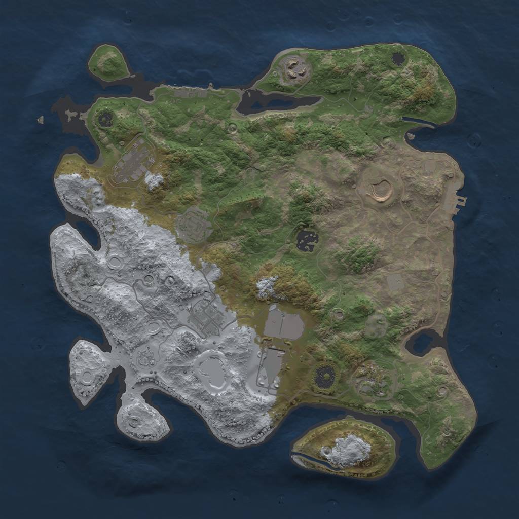Rust Map: Procedural Map, Size: 3500, Seed: 42850478, 17 Monuments