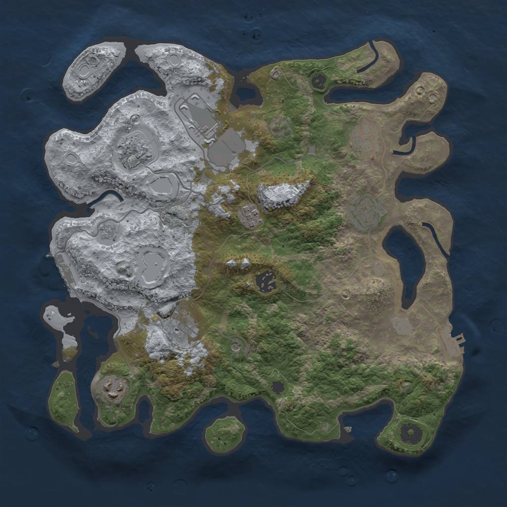 Rust Map: Procedural Map, Size: 3500, Seed: 43161214, 17 Monuments