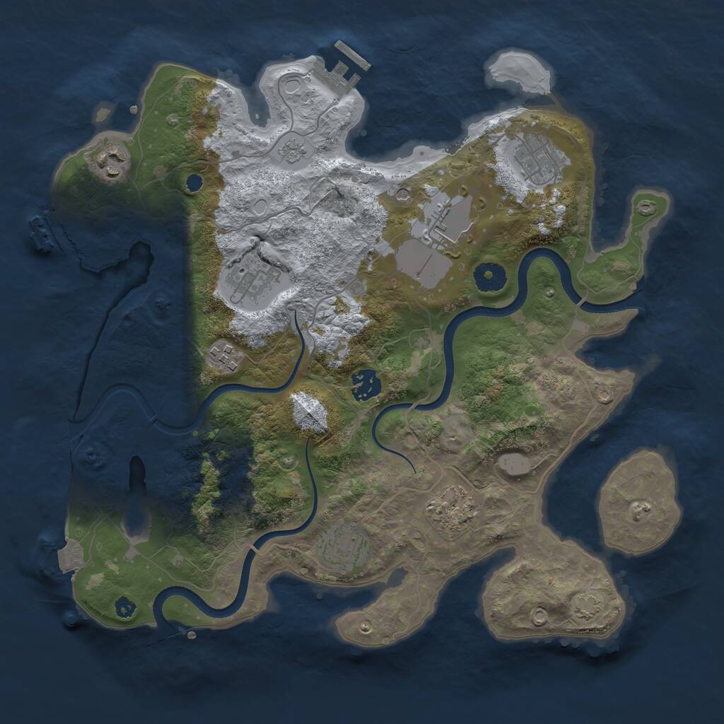 Rust Map: Procedural Map, Size: 3500, Seed: 56020546, 14 Monuments