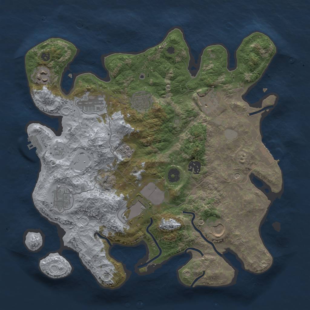 Rust Map: Procedural Map, Size: 3500, Seed: 16862466, 18 Monuments