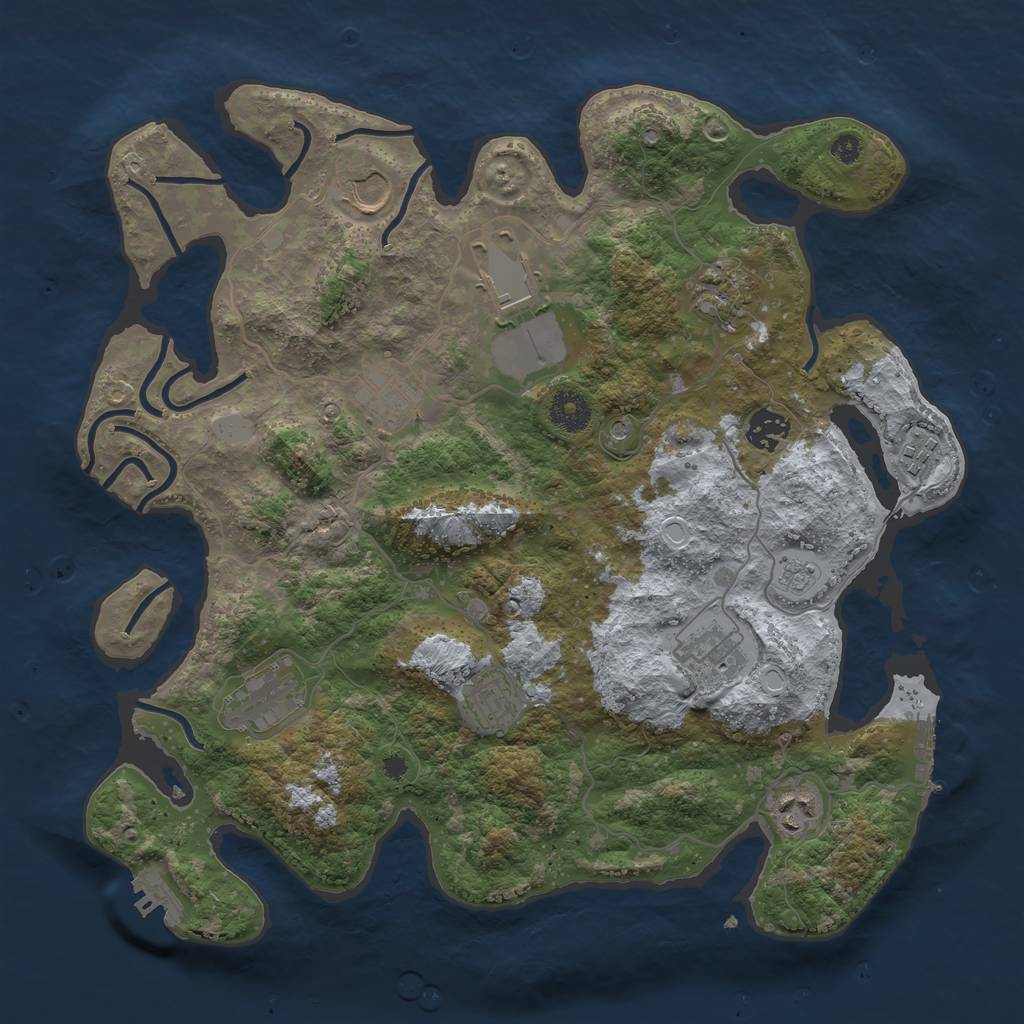 Rust Map: Procedural Map, Size: 3700, Seed: 917324320, 19 Monuments