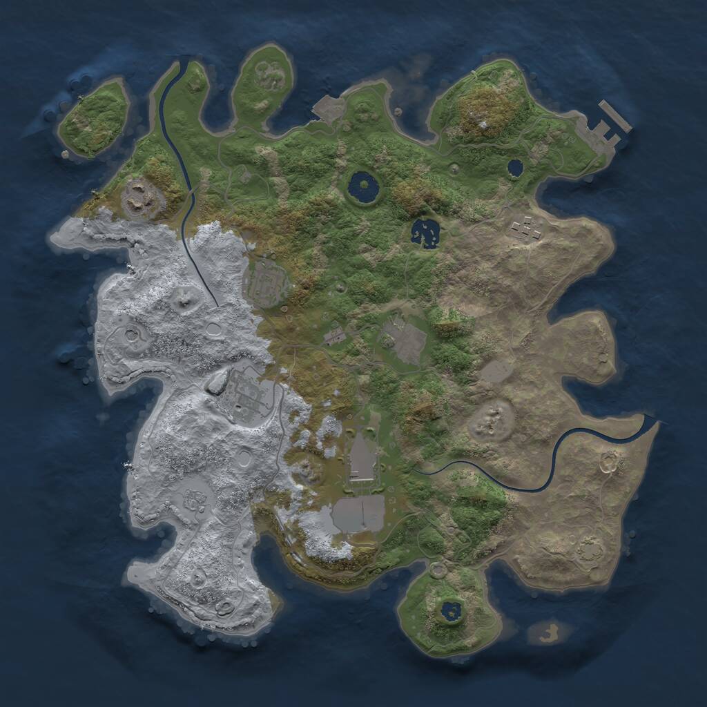 Rust Map: Procedural Map, Size: 3500, Seed: 14123774, 12 Monuments