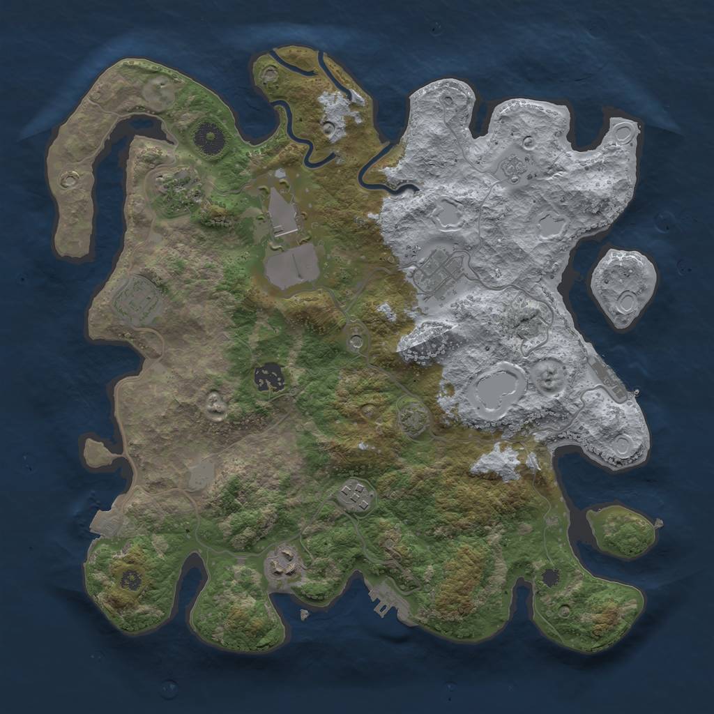 Rust Map: Procedural Map, Size: 3500, Seed: 92421912, 15 Monuments