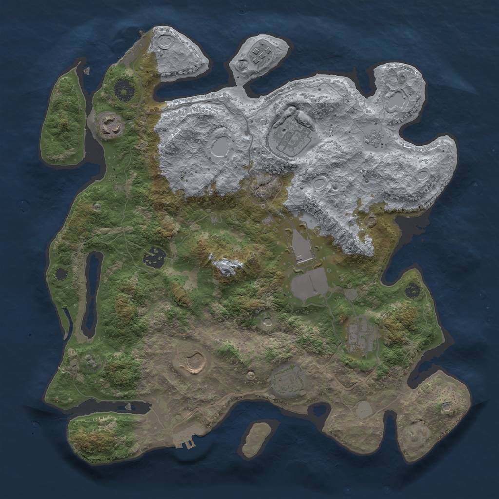 Rust Map: Procedural Map, Size: 3500, Seed: 76143990, 17 Monuments