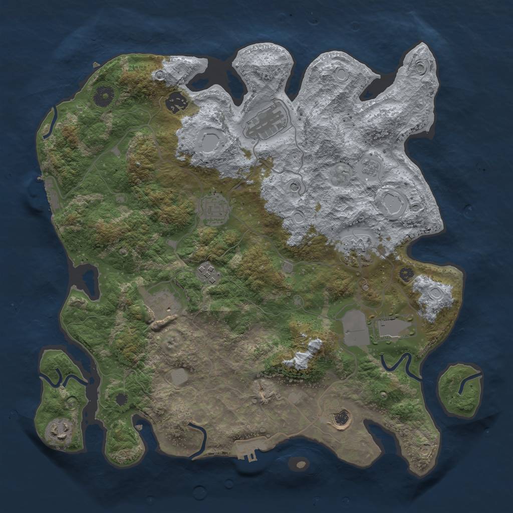 Rust Map: Procedural Map, Size: 3700, Seed: 175052, 18 Monuments