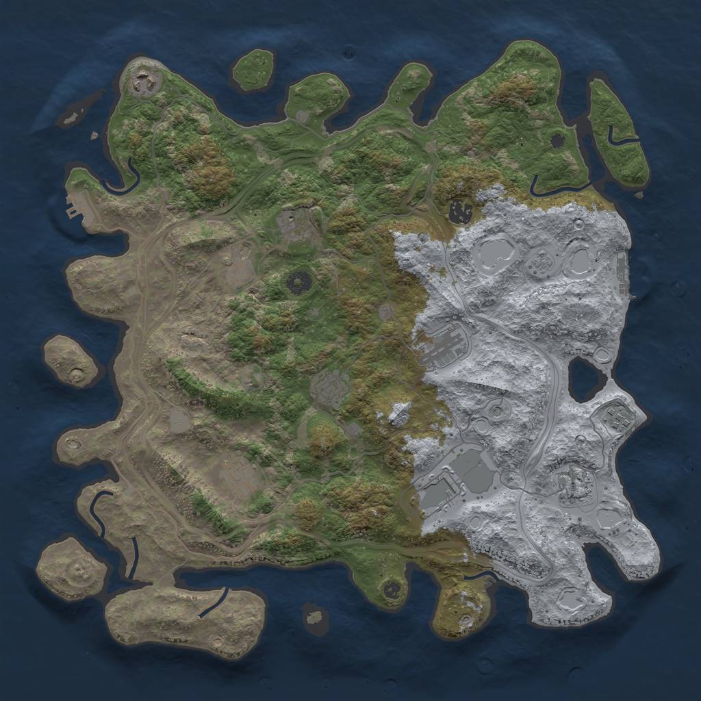 Rust Map: Procedural Map, Size: 4250, Seed: 439553310, 19 Monuments