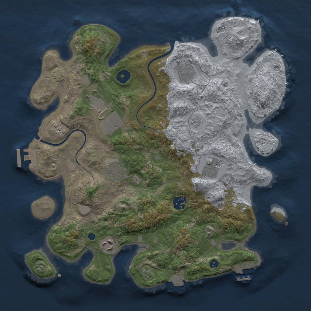 Rust Map: Procedural Map, Size: 3500, Seed: 58288136, 13 Monuments