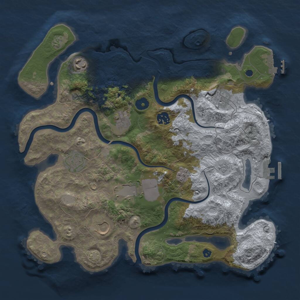Rust Map: Procedural Map, Size: 3500, Seed: 198348333, 14 Monuments
