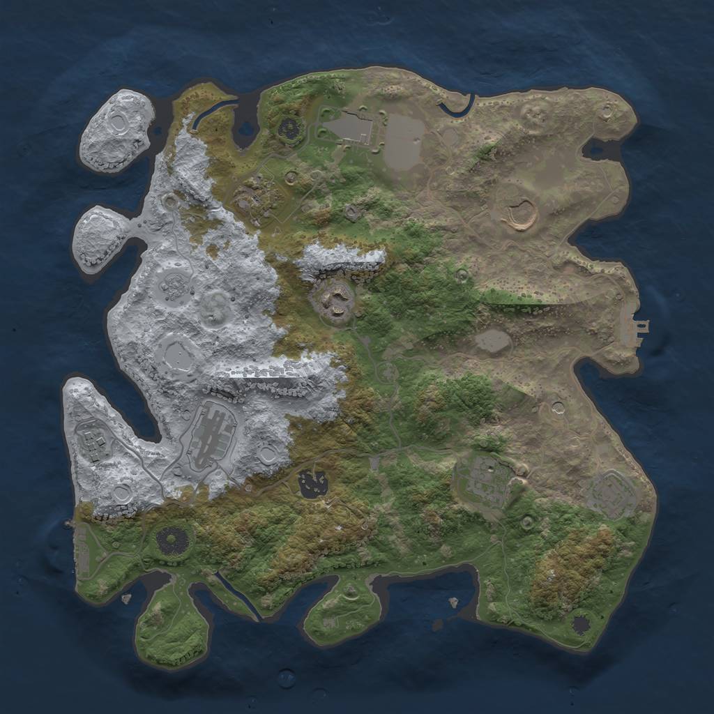 Rust Map: Procedural Map, Size: 3500, Seed: 6645727, 18 Monuments
