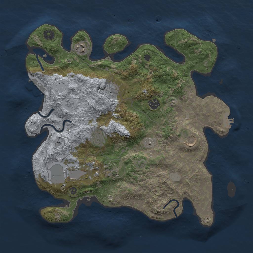 Rust Map: Procedural Map, Size: 3500, Seed: 39557688, 17 Monuments