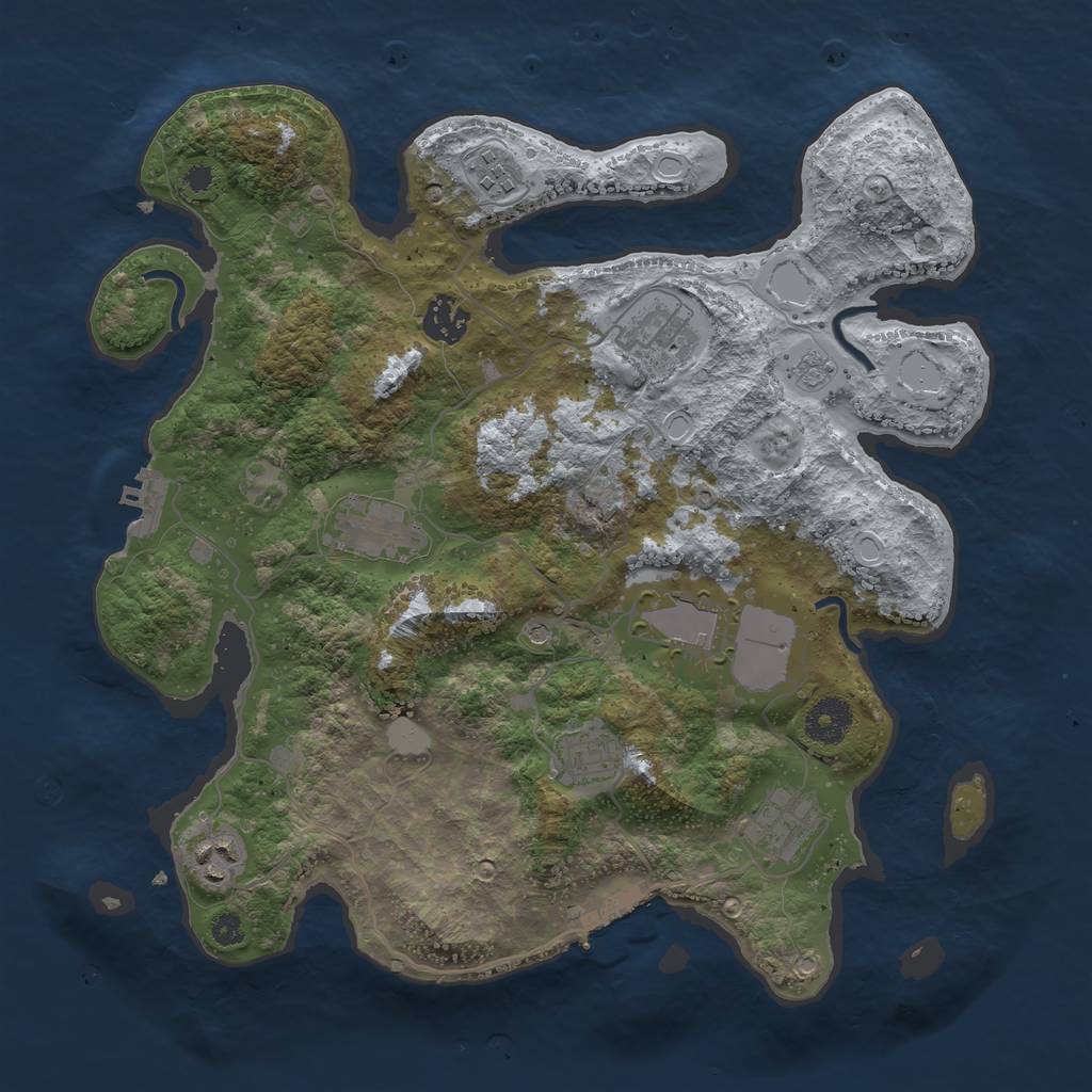 Rust Map: Procedural Map, Size: 3500, Seed: 43487089, 17 Monuments