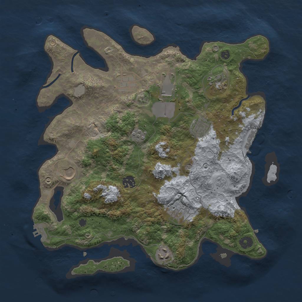 Rust Map: Procedural Map, Size: 3500, Seed: 27232696, 18 Monuments