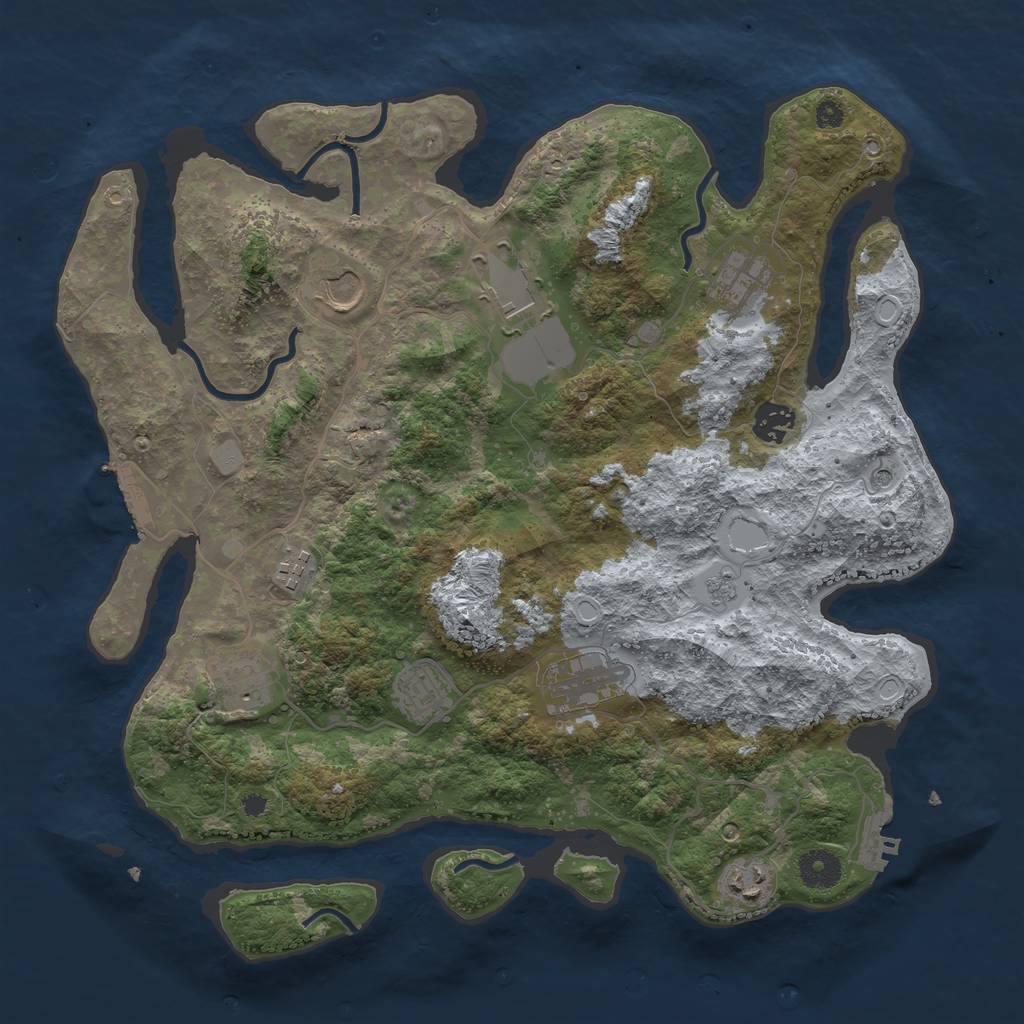 Rust Map: Procedural Map, Size: 3750, Seed: 1804443278, 18 Monuments