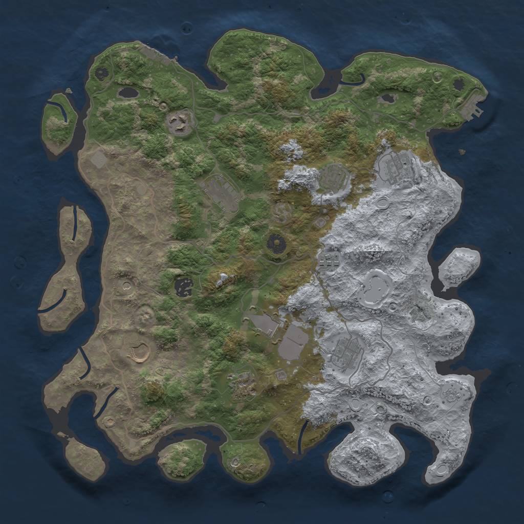 Rust Map: Procedural Map, Size: 4000, Seed: 75146383, 19 Monuments