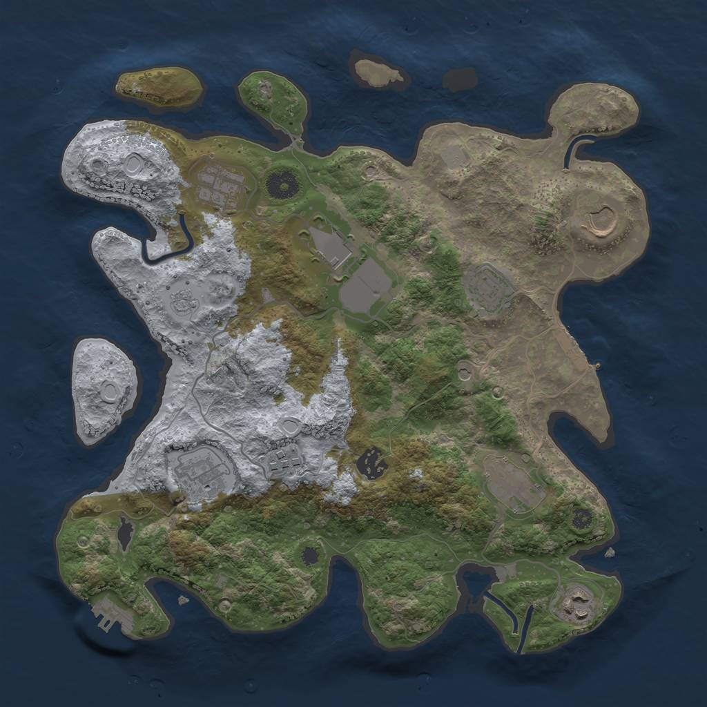 Rust Map: Procedural Map, Size: 3500, Seed: 3858569, 18 Monuments