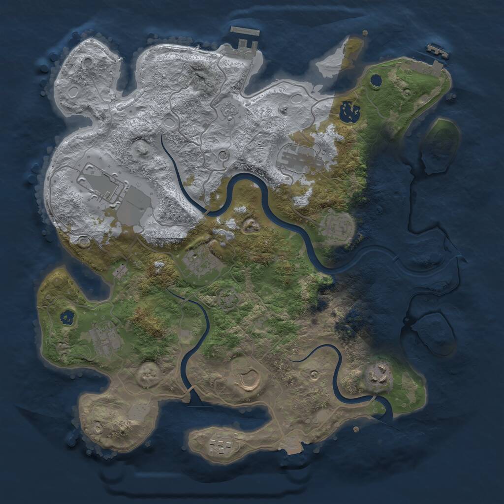 Rust Map: Procedural Map, Size: 3500, Seed: 72700745, 15 Monuments