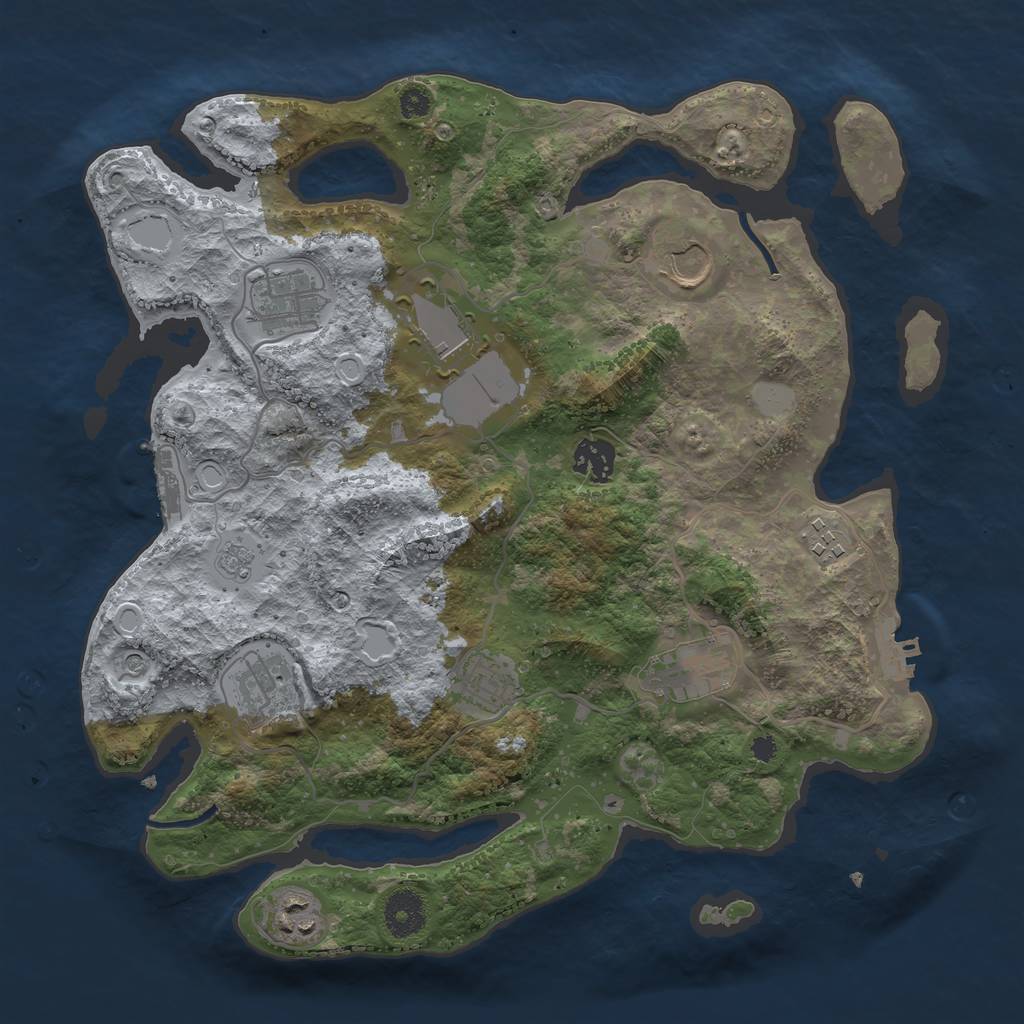 Rust Map: Procedural Map, Size: 3500, Seed: 9251726, 18 Monuments