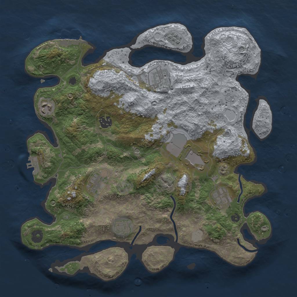 Rust Map: Procedural Map, Size: 3500, Seed: 1792318501, 15 Monuments