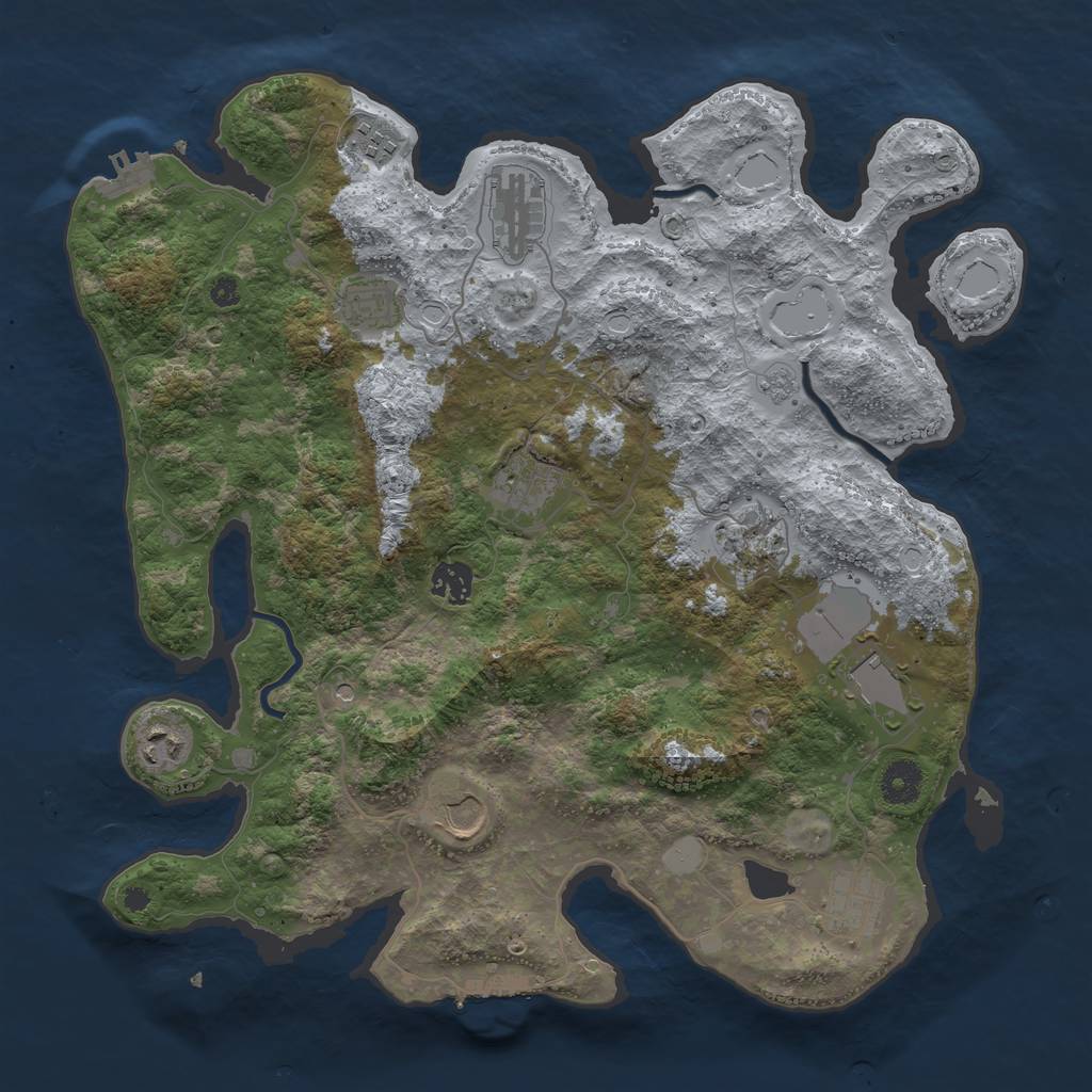 Rust Map: Procedural Map, Size: 3800, Seed: 1824196151, 19 Monuments