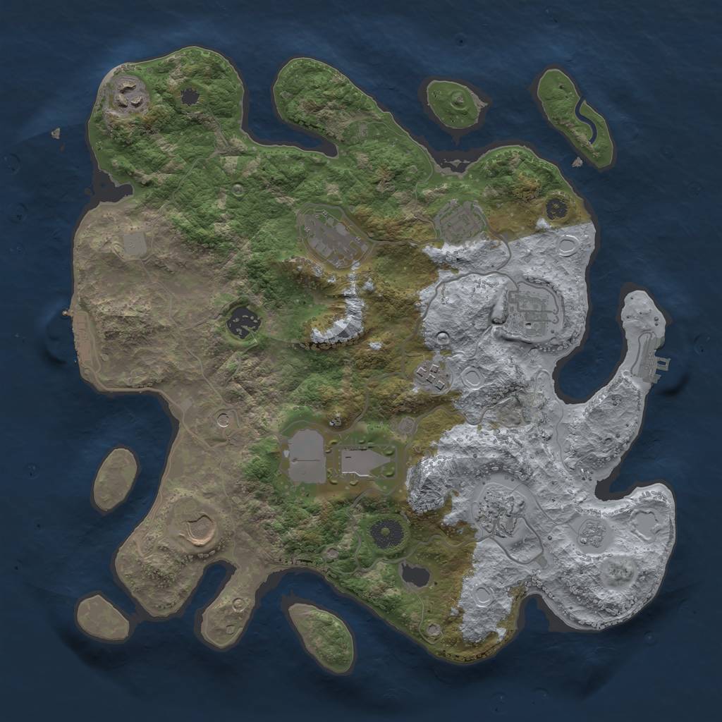 Rust Map: Procedural Map, Size: 3500, Seed: 85676581, 18 Monuments