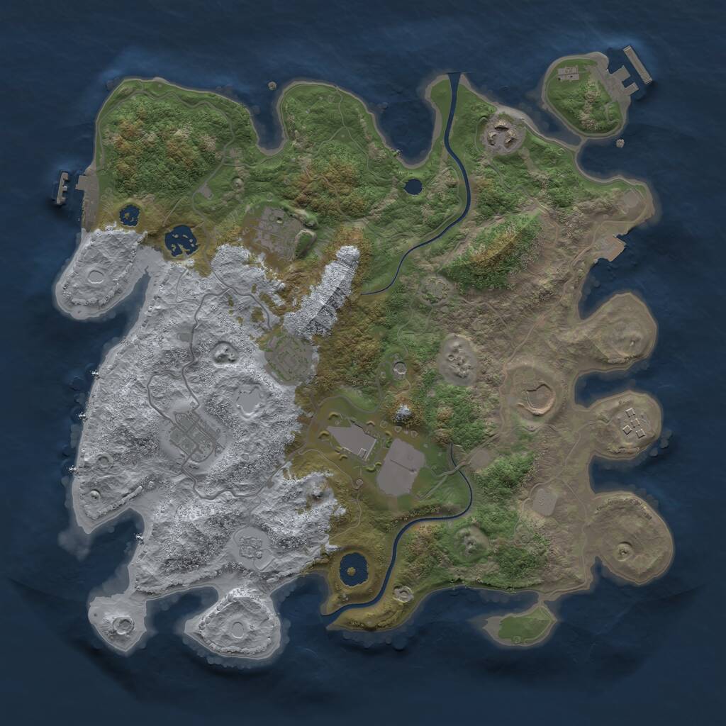 Rust Map: Procedural Map, Size: 3500, Seed: 25405443, 14 Monuments