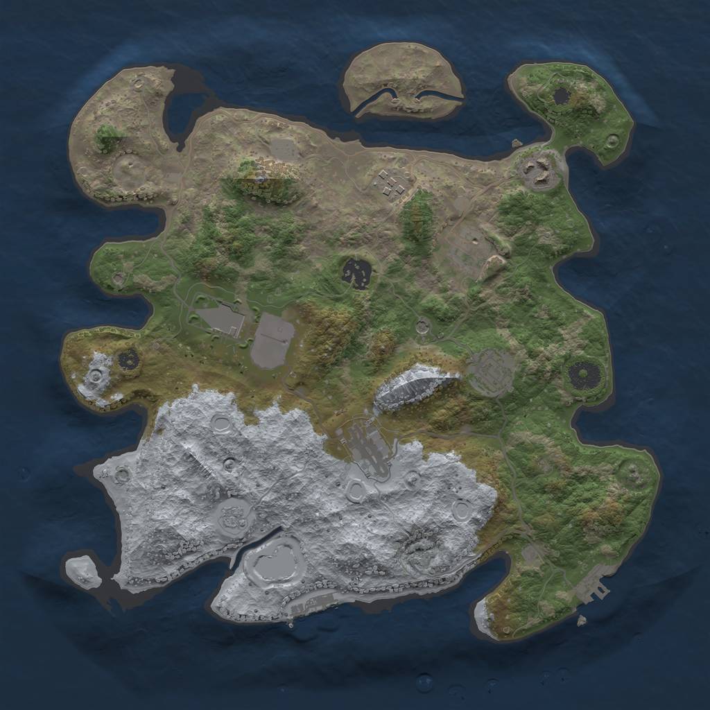 Rust Map: Procedural Map, Size: 3500, Seed: 29280767, 16 Monuments