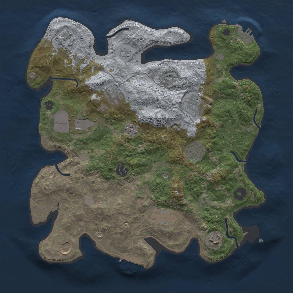 Rust Map: Procedural Map, Size: 3500, Seed: 27424471, 19 Monuments