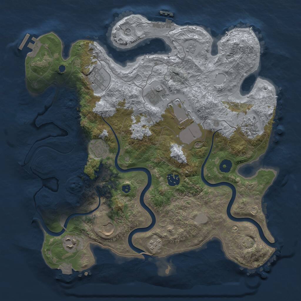 Rust Map: Procedural Map, Size: 3500, Seed: 597374489, 15 Monuments