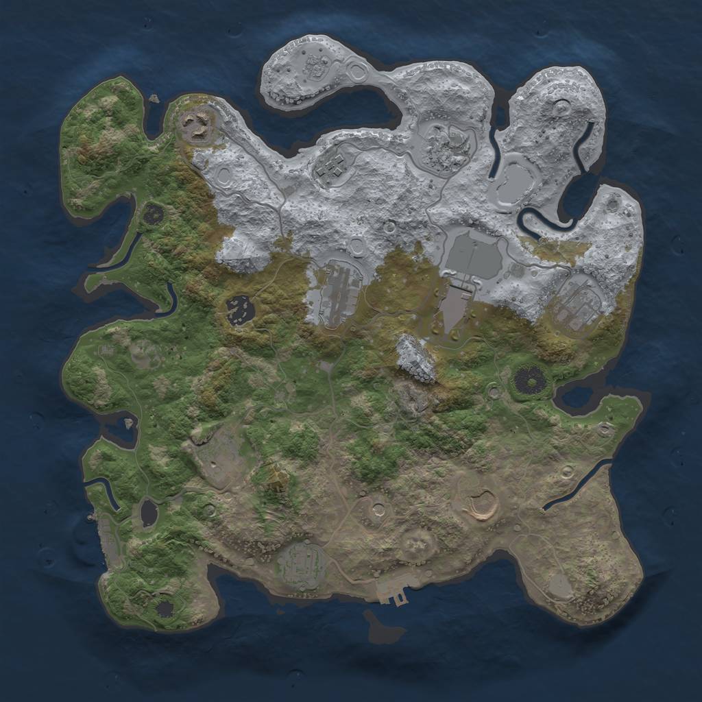 Rust Map: Procedural Map, Size: 3500, Seed: 597374489, 19 Monuments