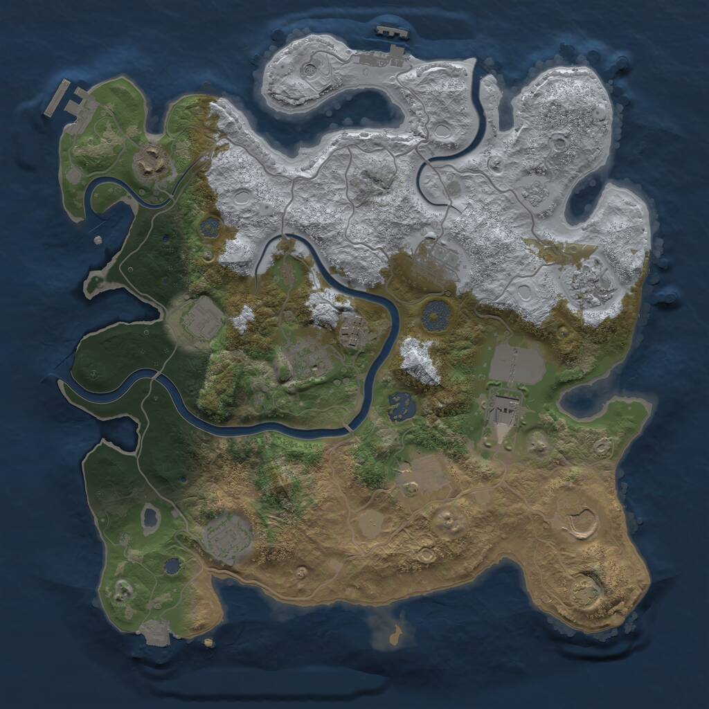 Rust Map: Procedural Map, Size: 3500, Seed: 597374489, 18 Monuments