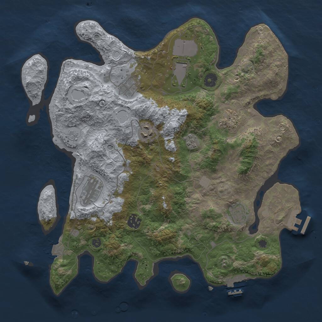 Rust Map: Procedural Map, Size: 3500, Seed: 4494436, 14 Monuments