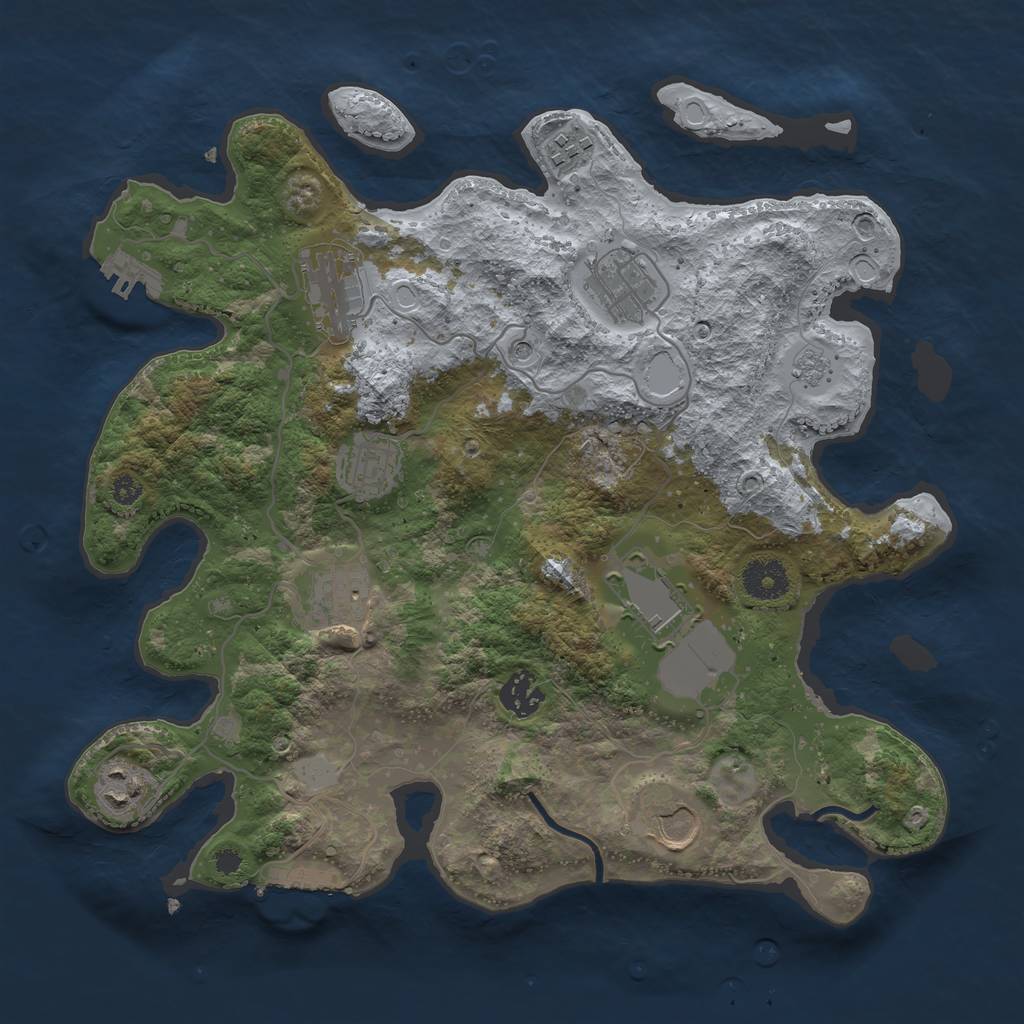 Rust Map: Procedural Map, Size: 3500, Seed: 26380049, 18 Monuments