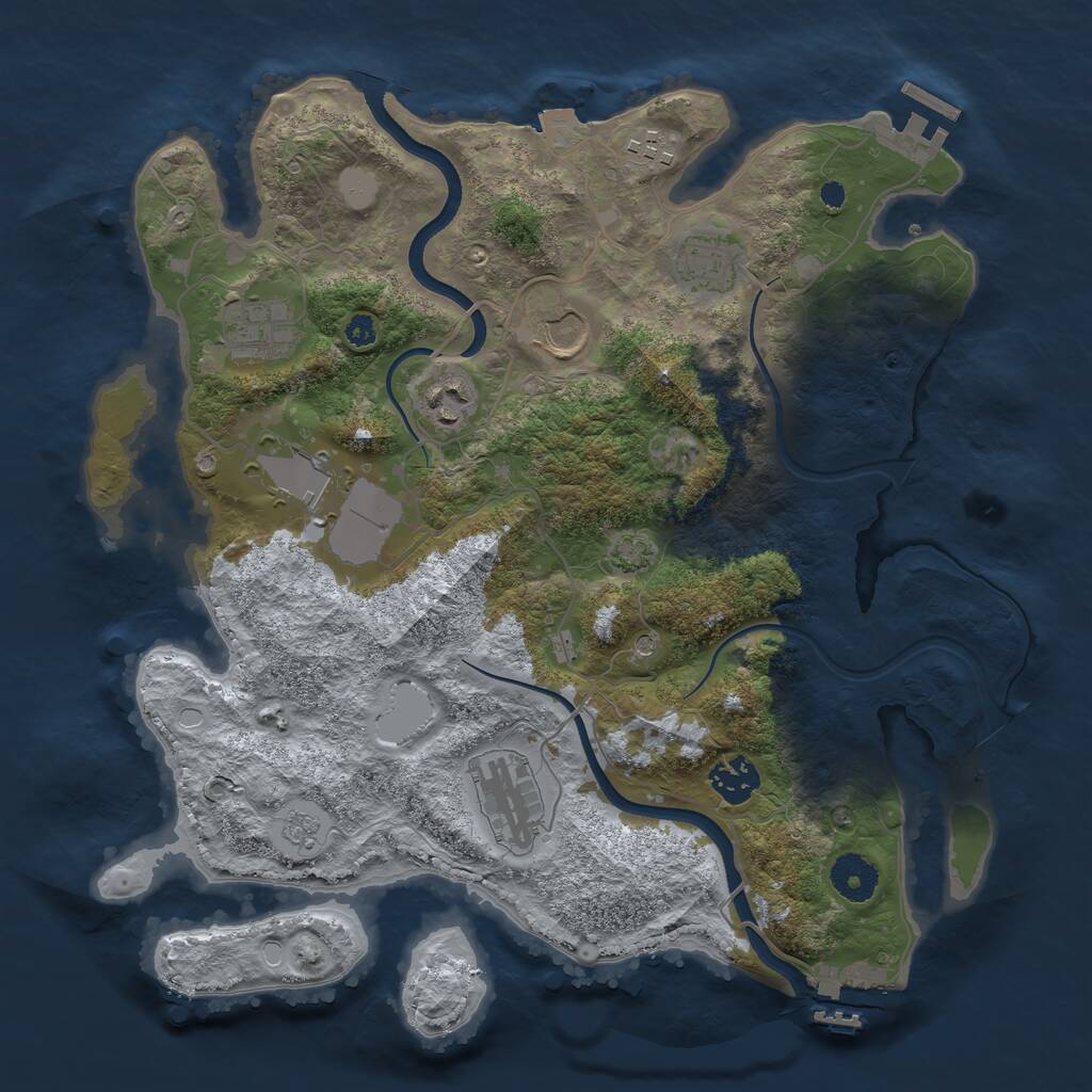 Rust Map: Procedural Map, Size: 3500, Seed: 87058492, 14 Monuments