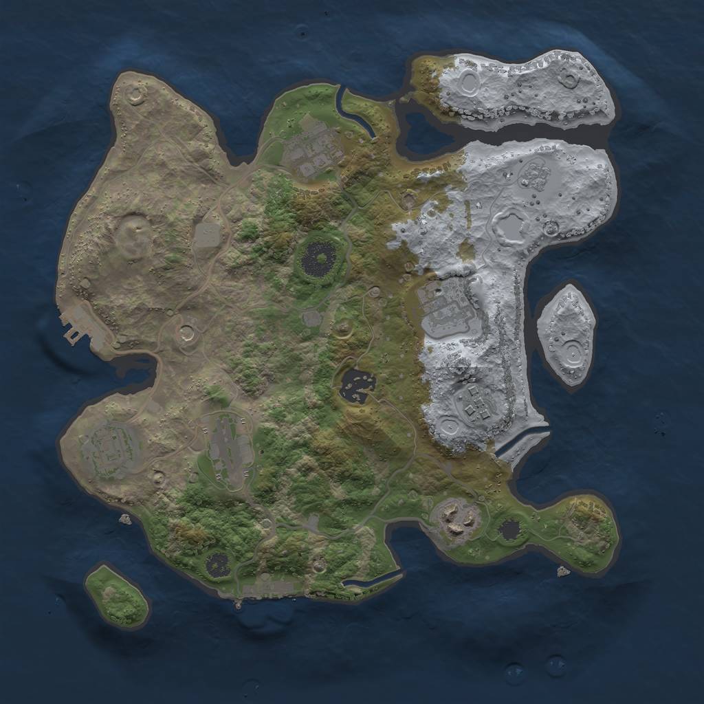 Rust Map: Procedural Map, Size: 3000, Seed: 1732553294, 14 Monuments