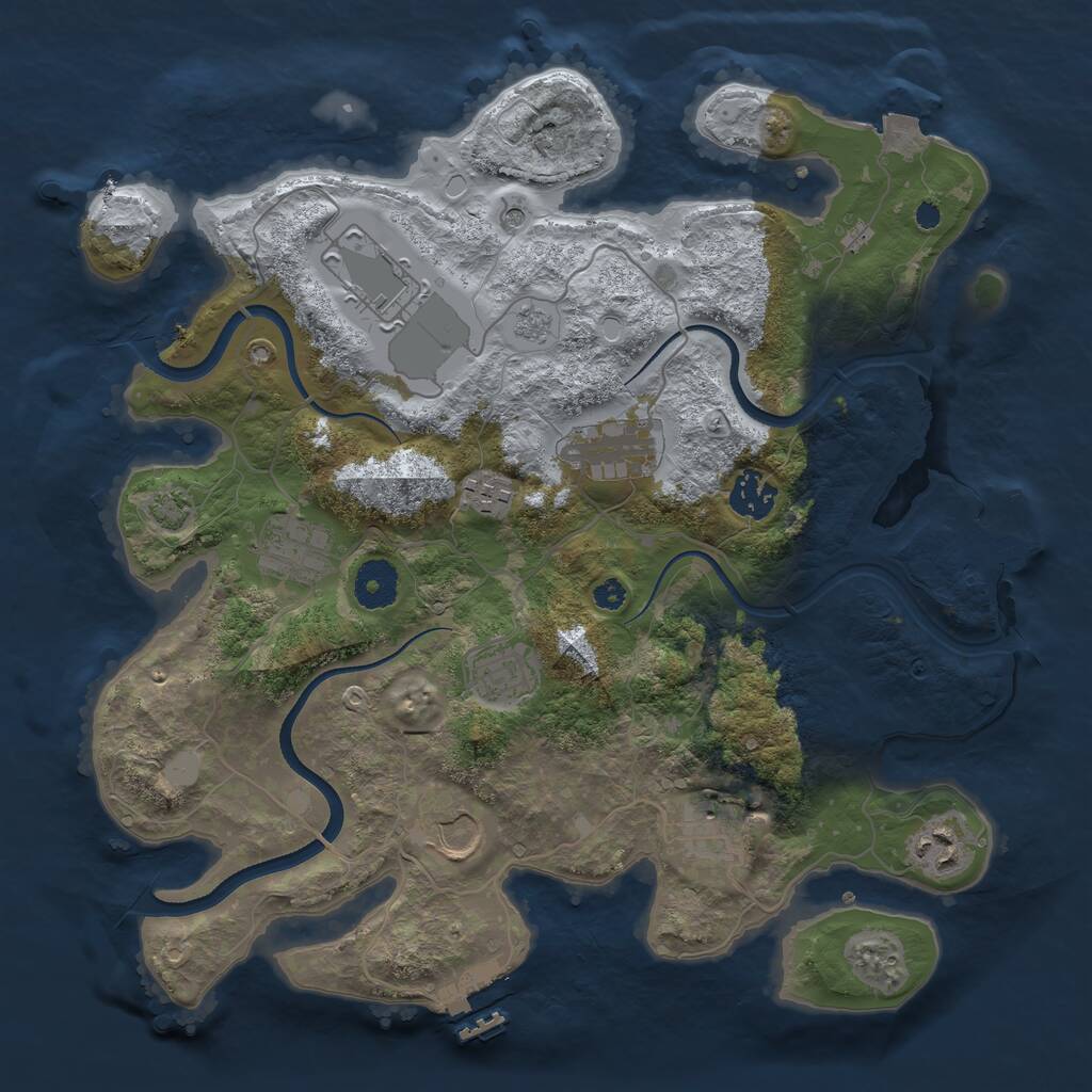 Rust Map: Procedural Map, Size: 3500, Seed: 48760918, 15 Monuments