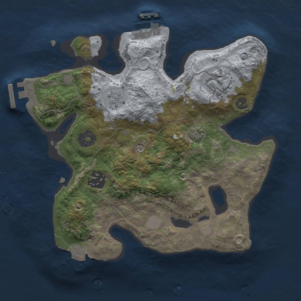 Rust Map: Procedural Map, Size: 2500, Seed: 412200604, 8 Monuments
