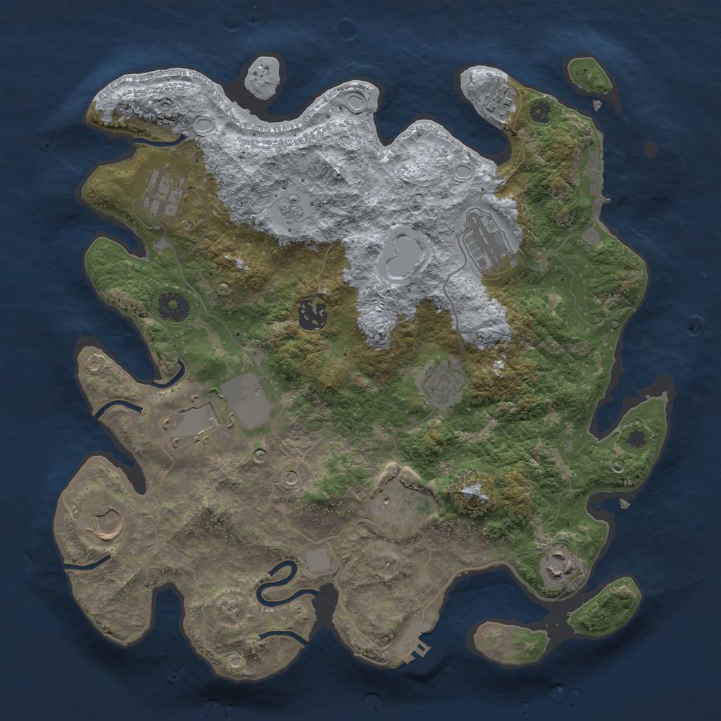 Rust Map: Procedural Map, Size: 3500, Seed: 38921520, 18 Monuments