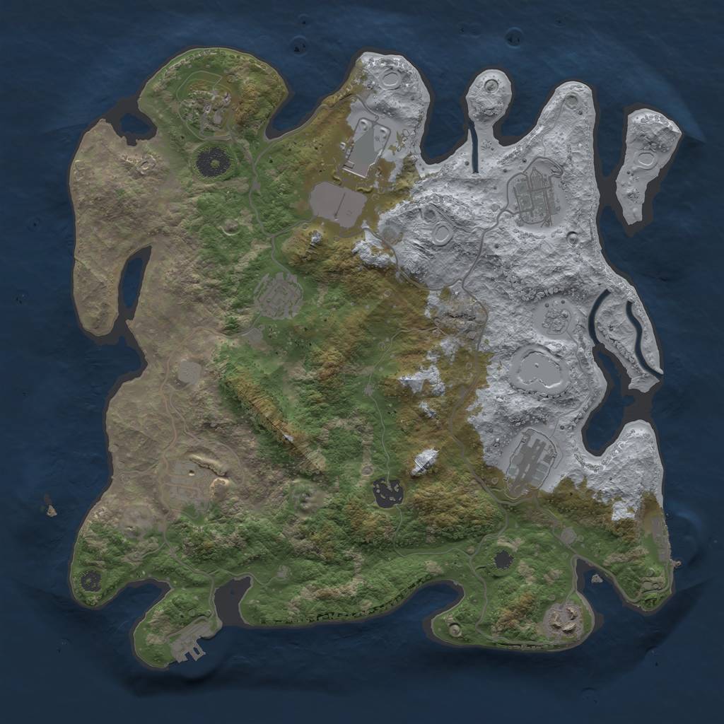 Rust Map: Procedural Map, Size: 3500, Seed: 85849418, 16 Monuments