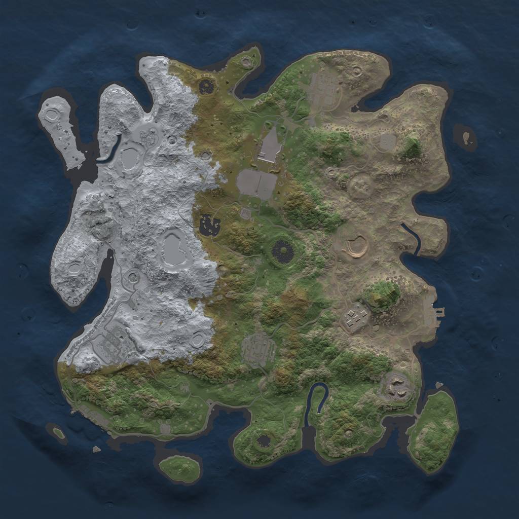 Rust Map: Procedural Map, Size: 3500, Seed: 63899960, 17 Monuments