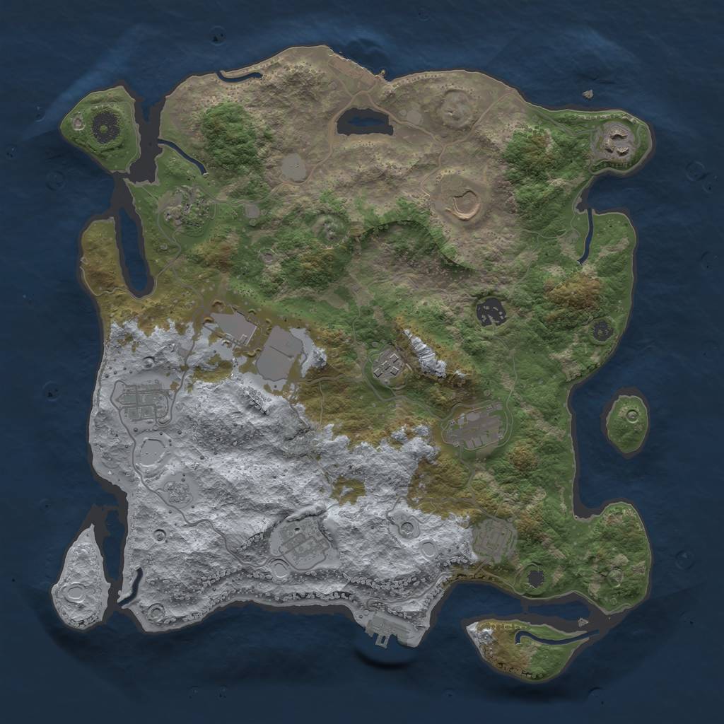 Rust Map: Procedural Map, Size: 3700, Seed: 874477038, 19 Monuments