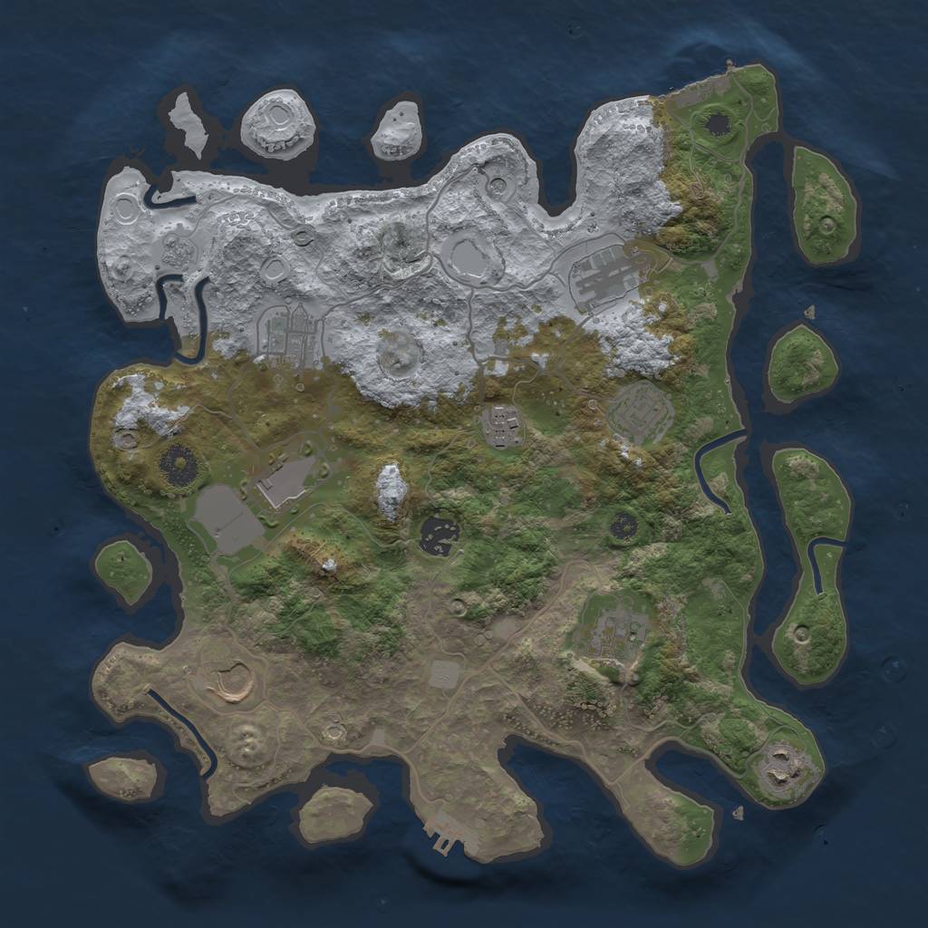 Rust Map: Procedural Map, Size: 3500, Seed: 91222, 18 Monuments