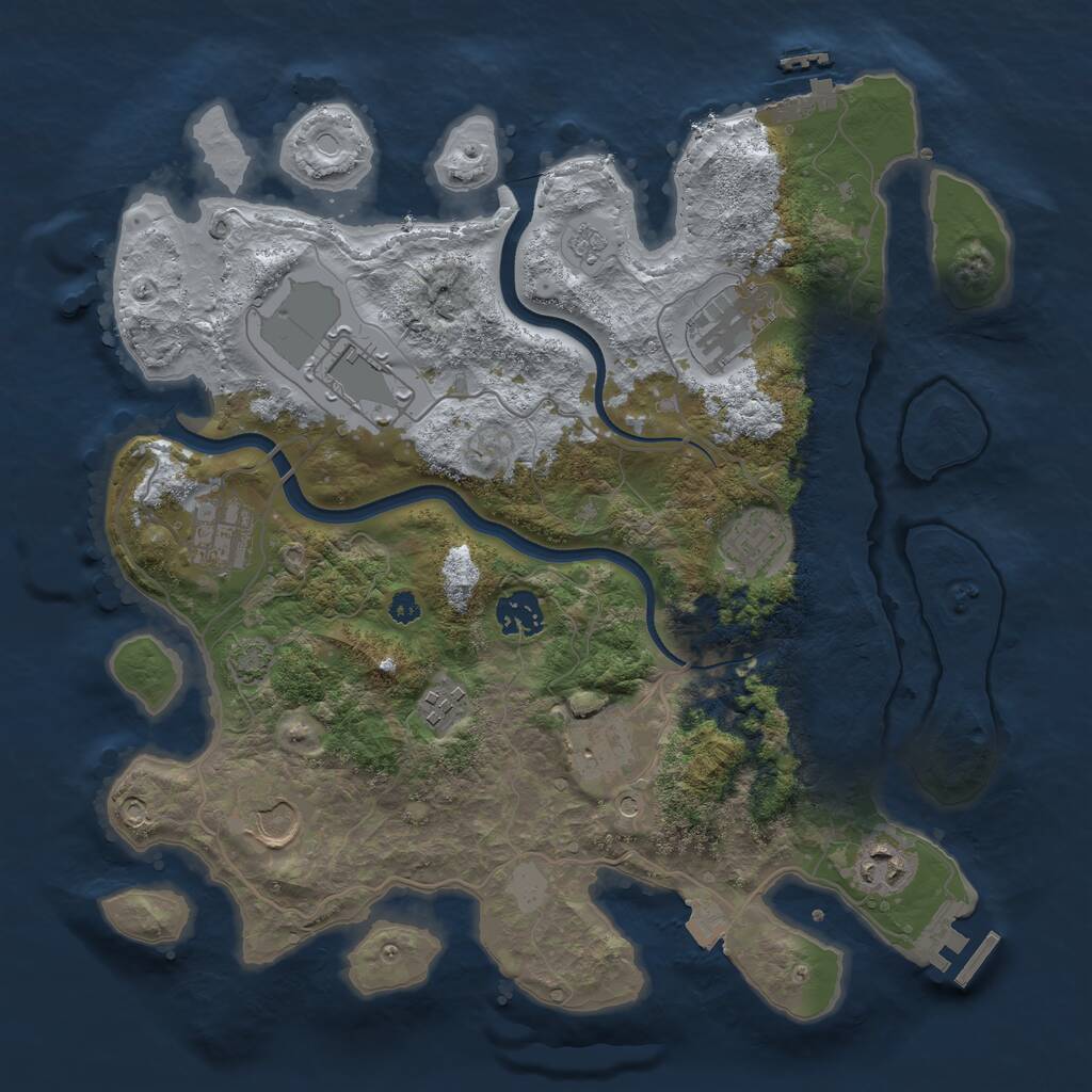Rust Map: Procedural Map, Size: 3500, Seed: 91222, 15 Monuments
