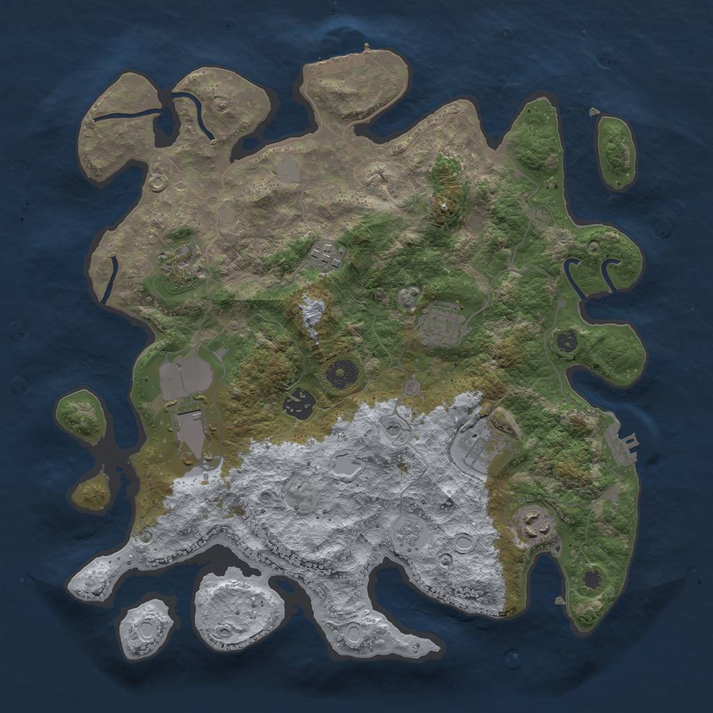 Rust Map: Procedural Map, Size: 3500, Seed: 50960911, 16 Monuments